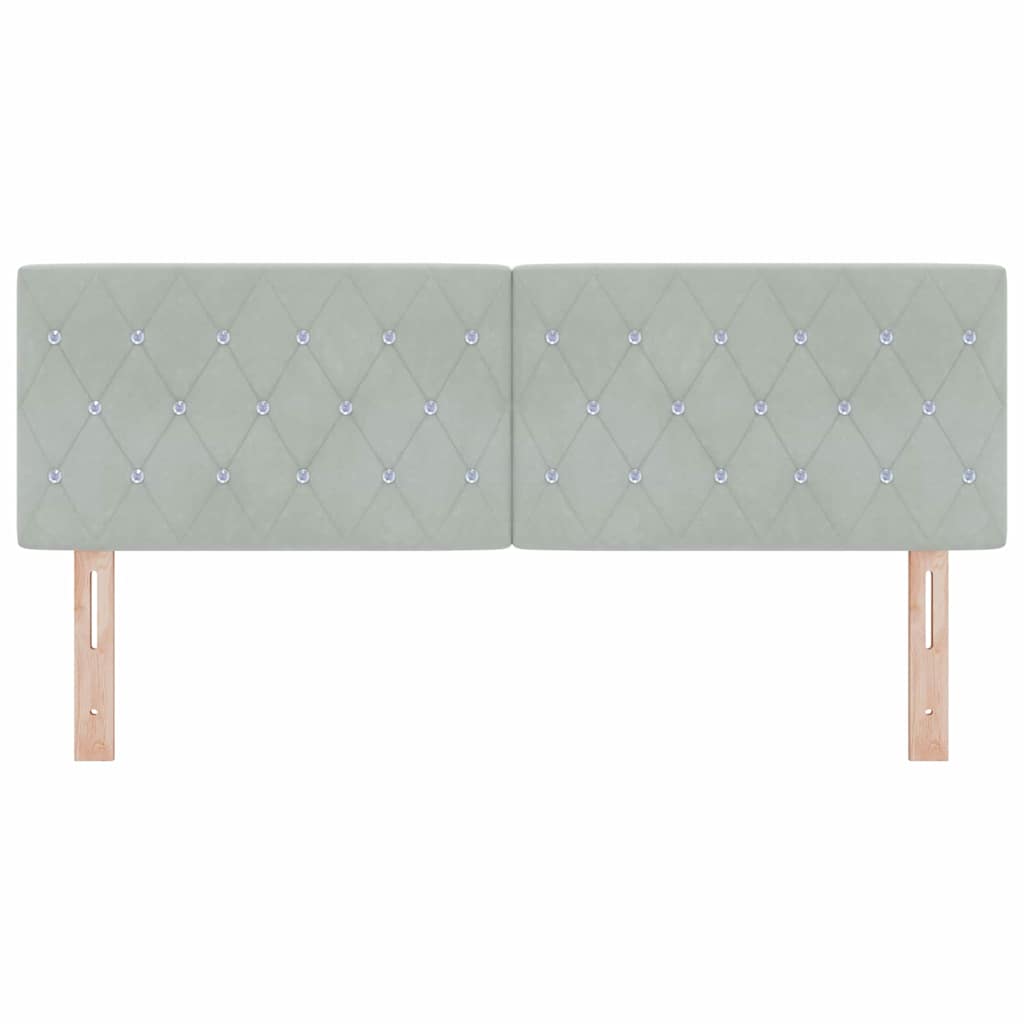 LED Headboard with LED Strip Lights Light grey 144 cm Velvet